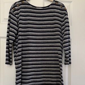 Christopher & Banks Navy and White Striped Sweater